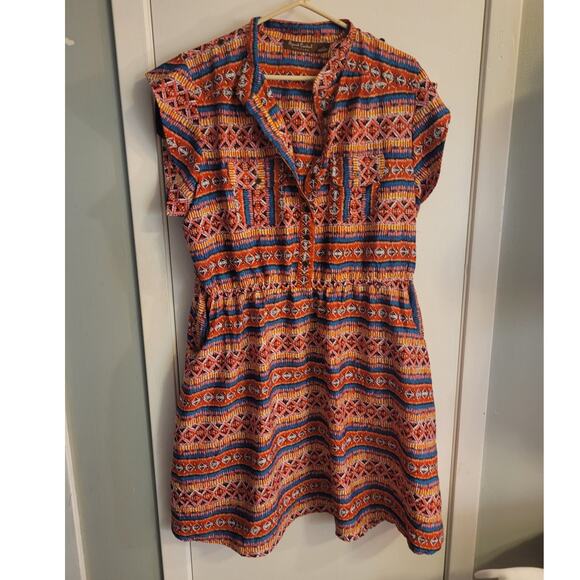 Speed Control Rainbow Tribal Print Mini Dress 2X Babydoll Boho Indie Fit Flare - Picture 10 of 10